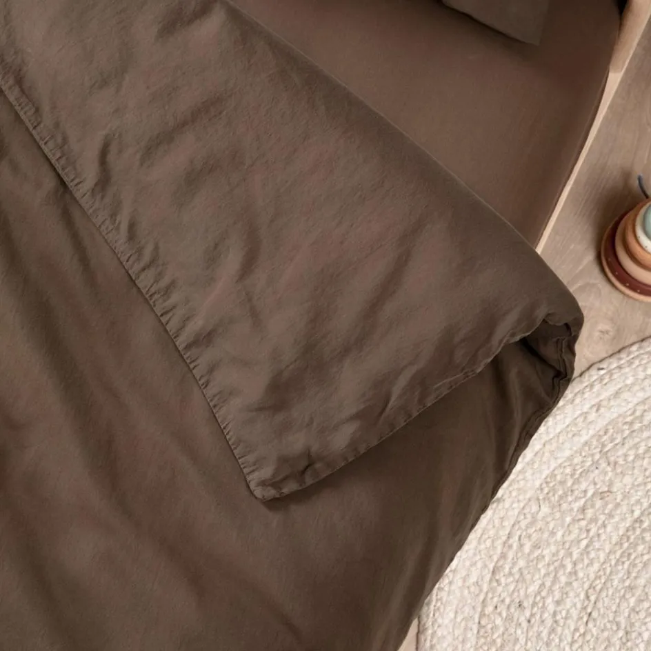 Hot Kadolis Housse de couette Satin Brun (75 x 120 cm)