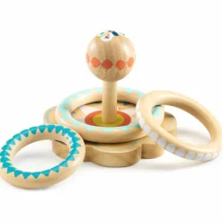 Jeu d'anneaux en bois à empiler BabyHoopi|Djeco Hot