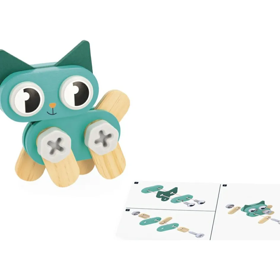 Hot Janod Jeu de construction en bois Brico'kids Petits animaux