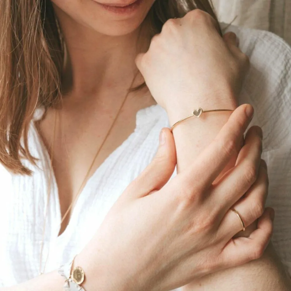 Jonc Simone en plaqué or jaune (personnalisable)|Mon Petit Poids Hot