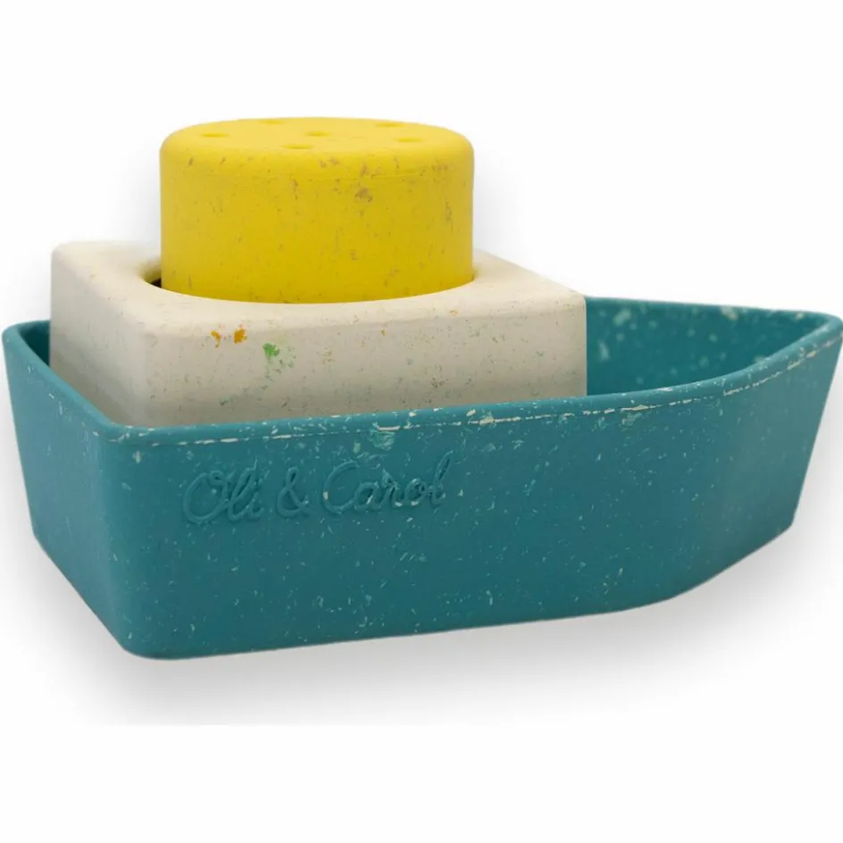 Jouet de bain bateau en caoutchouc jaune|Oli & Carol Discount