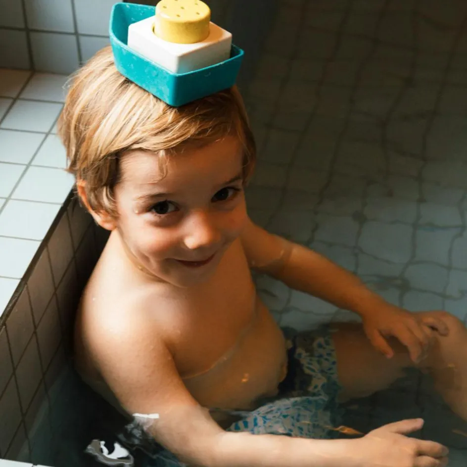 Jouet de bain bateau en caoutchouc jaune|Oli & Carol Discount