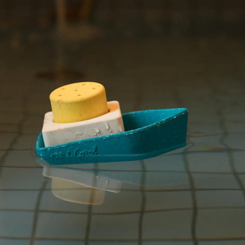 Jouet de bain bateau en caoutchouc jaune|Oli & Carol Discount