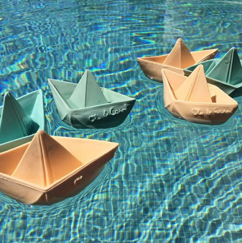 Jouet de bain bateau Origami latex d'hévéa mint|Oli & Carol Sale