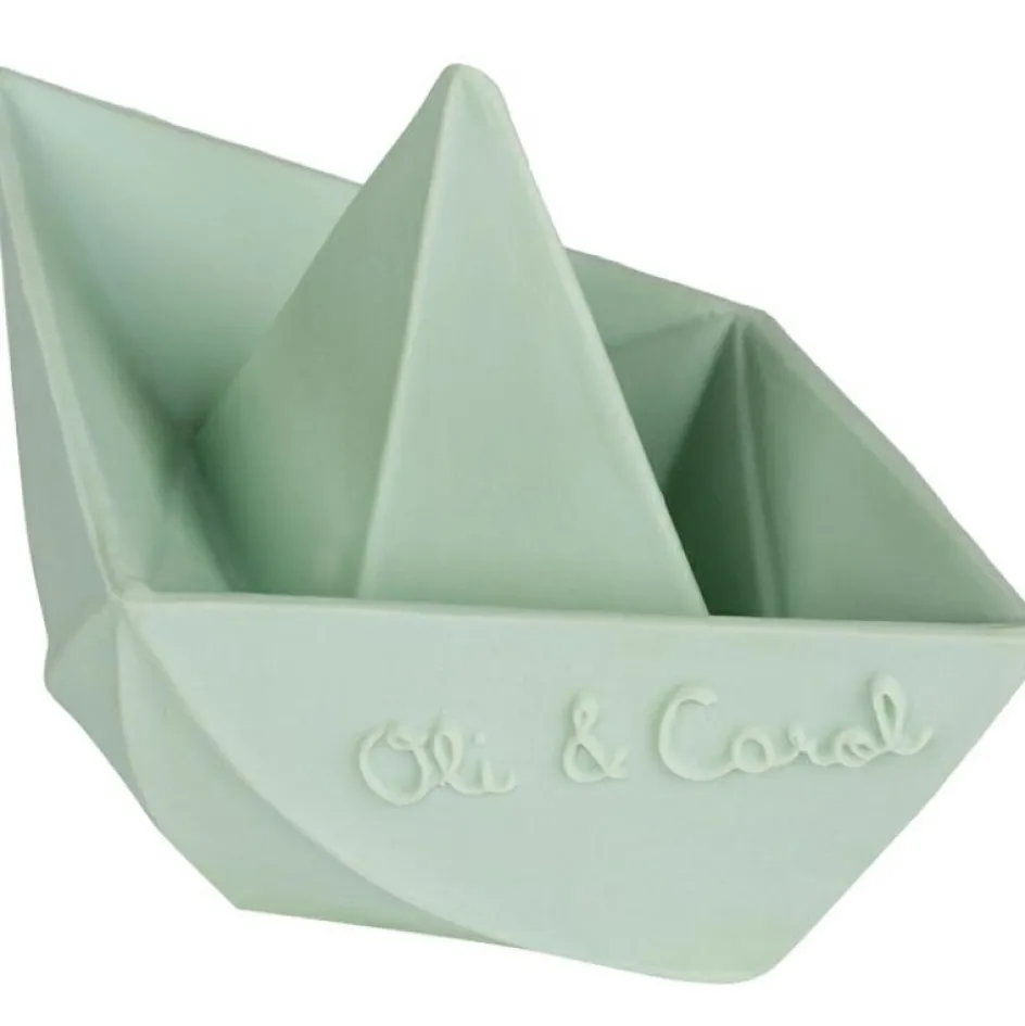Jouet de bain bateau Origami latex d'hévéa mint|Oli & Carol Sale