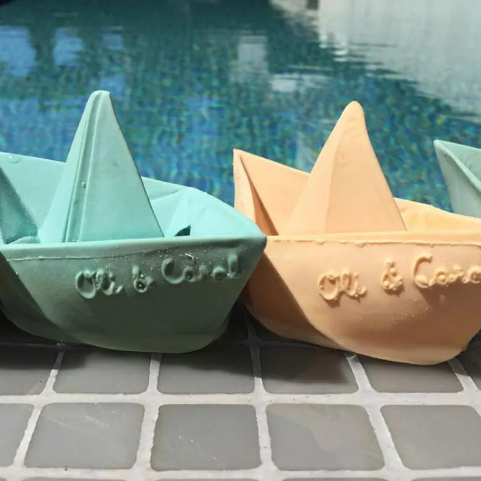 Jouet de bain bateau Origami latex d'hévéa mint|Oli & Carol Sale