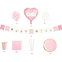 Kit décoration Baby Shower ''It's a girl'' (49 pièces)|Party Deco Online