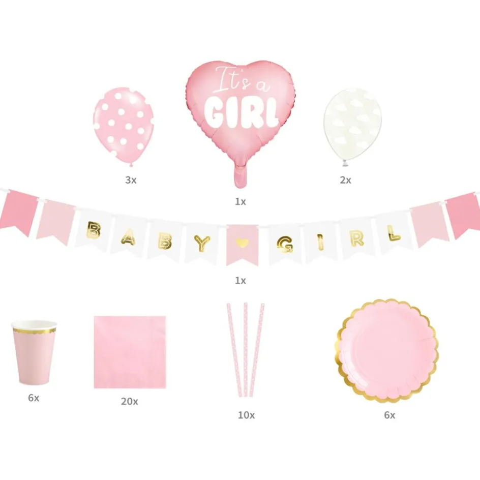 Kit décoration Baby Shower ''It's a girl'' (49 pièces)|Party Deco Online