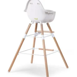 Kit de pieds longs pour chaise haute Evolu + repose-pieds en bois naturel blanc|Childhome New