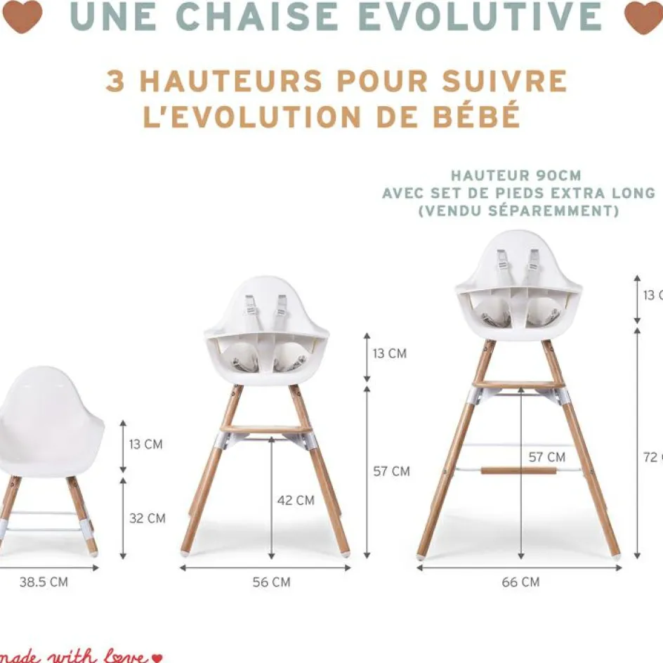 Kit de pieds longs pour chaise haute Evolu extra + repose-pieds en bois naturel terracotta|Childhome Sale