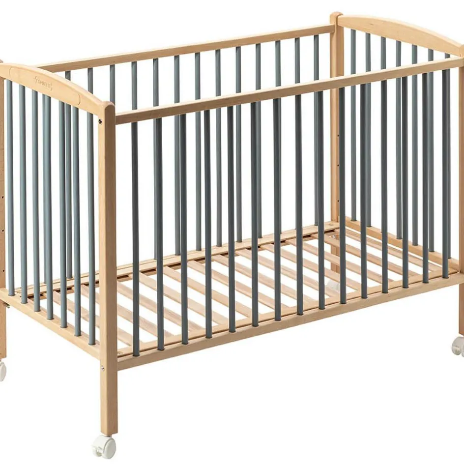 Lit à barreaux en bois Arthur hybride bleu gris (70 x 140 cm)|Combelle Discount