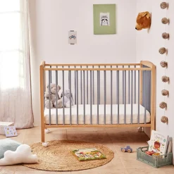 Lit à barreaux en bois Arthur hybride bleu gris (70 x 140 cm)|Combelle Discount