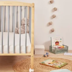 Lit à barreaux en bois Arthur hybride bleu gris (70 x 140 cm)|Combelle Discount