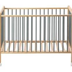 Lit à barreaux en bois Arthur hybride bleu gris (70 x 140 cm)|Combelle Discount