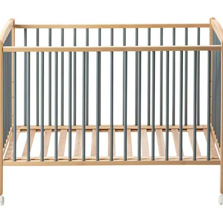 Lit à barreaux en bois Arthur hybride bleu gris (70 x 140 cm)|Combelle Discount