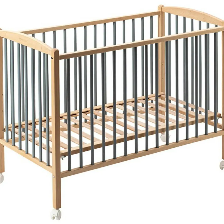 Lit à barreaux en bois Arthur hybride bleu gris (70 x 140 cm)|Combelle Discount