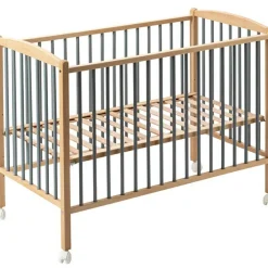 Lit à barreaux en bois Arthur hybride bleu gris (70 x 140 cm)|Combelle Discount