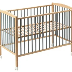 Lit à barreaux en bois Arthur hybride bleu gris (70 x 140 cm)|Combelle Discount