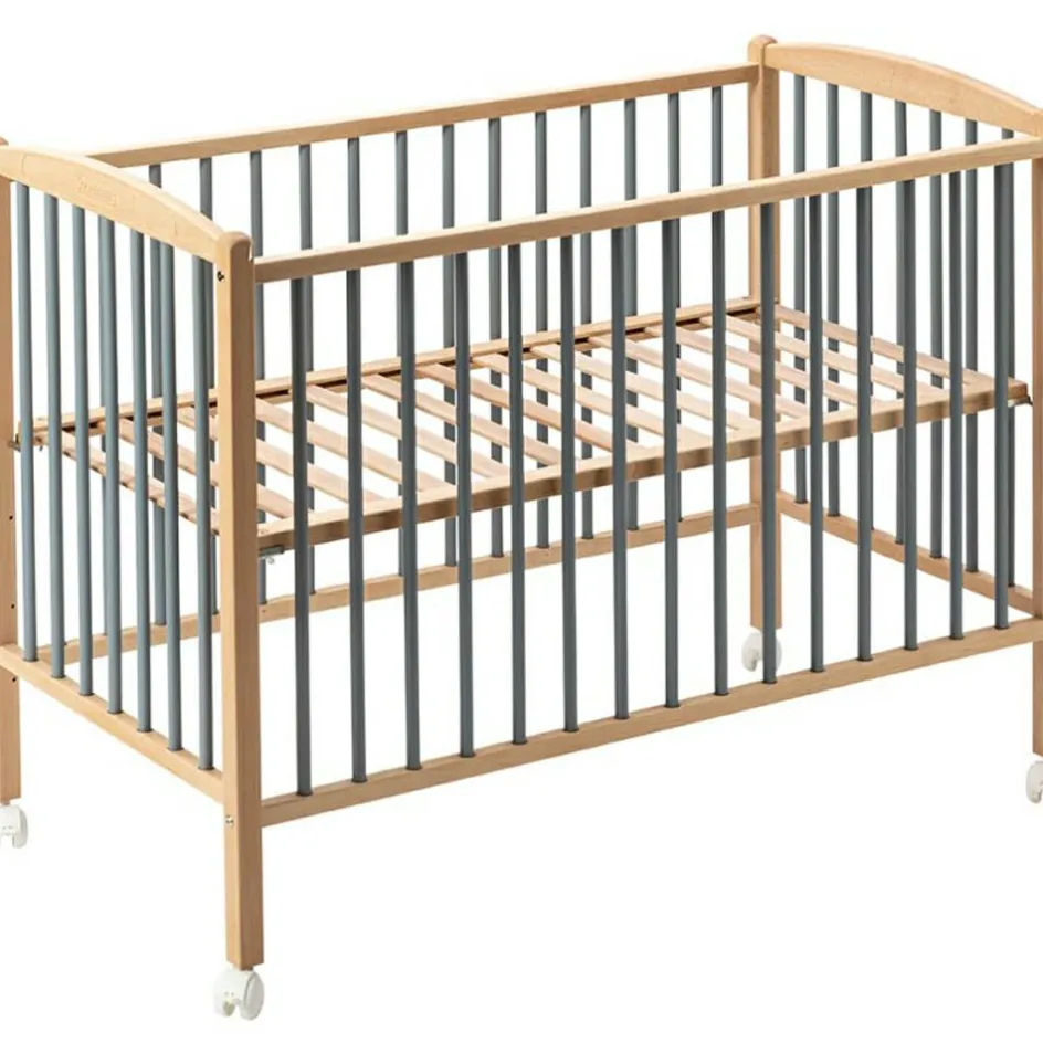 Lit à barreaux en bois Arthur hybride bleu gris (70 x 140 cm)|Combelle Discount