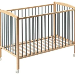 Sale Combelle Lit à barreaux en bois Arthur hybride bleu gris (60 x 120 cm)