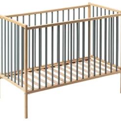 Lit à barreaux en bois Rémi hybride bleu gris (60 x 120 cm)|Combelle Clearance