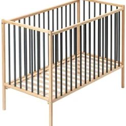 Lit à barreaux en bois Rémi hybride anthracite (60 x 120 cm)|Combelle Sale