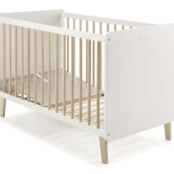 Lit bébé à barreaux Trevi blanc et bois (60 x 120 cm)|Micuna Discount