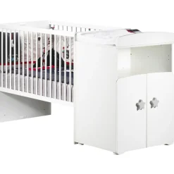 Lit bébé combiné évolutif New Basic Boutons étoile gris (60 x 120 cm)|Baby Price Outlet