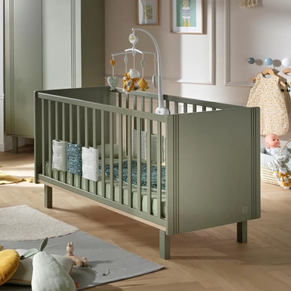 Sauthon mobilier Lit bébé évolutif Little big bed Eleonore kaki (70 x 140 cm)