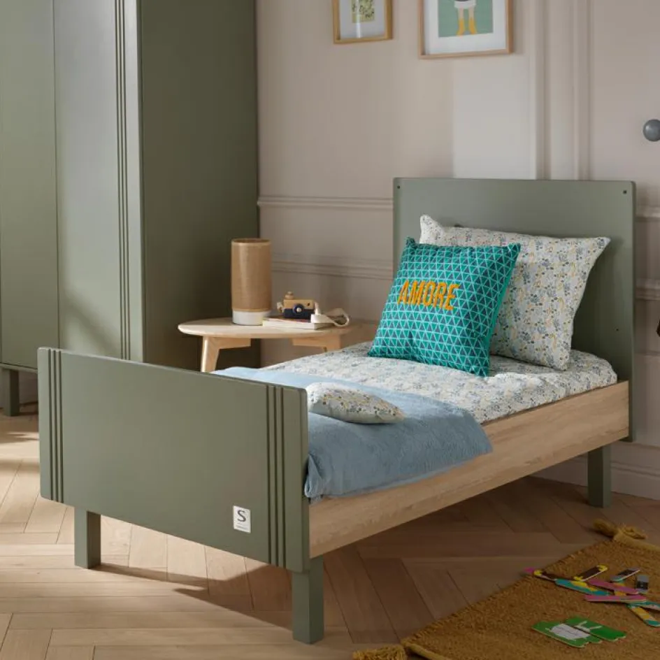 Sauthon mobilier Lit bébé évolutif Little big bed Eleonore kaki (70 x 140 cm)