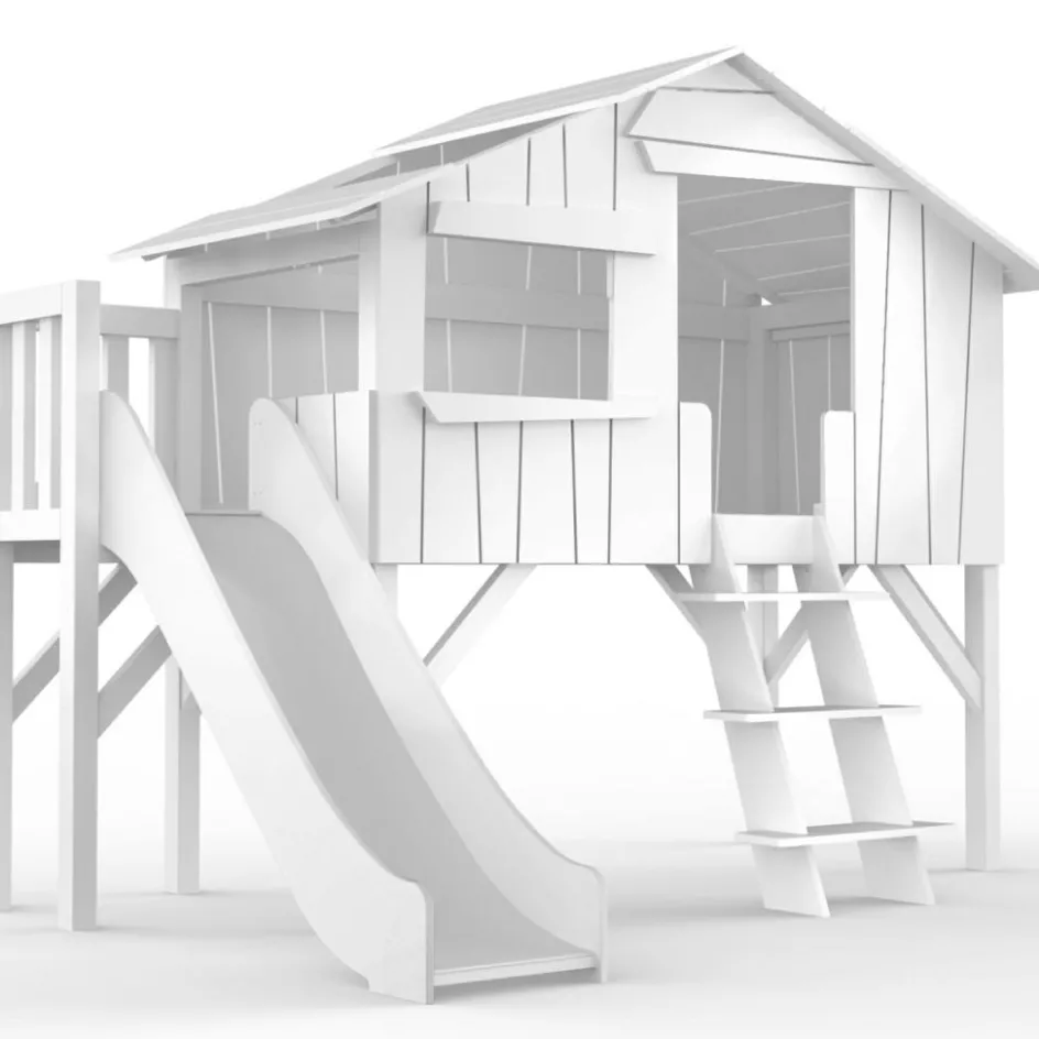 Clearance Mathy by bols Lit cabane avec toboggan finition laquée (coloris au choix)