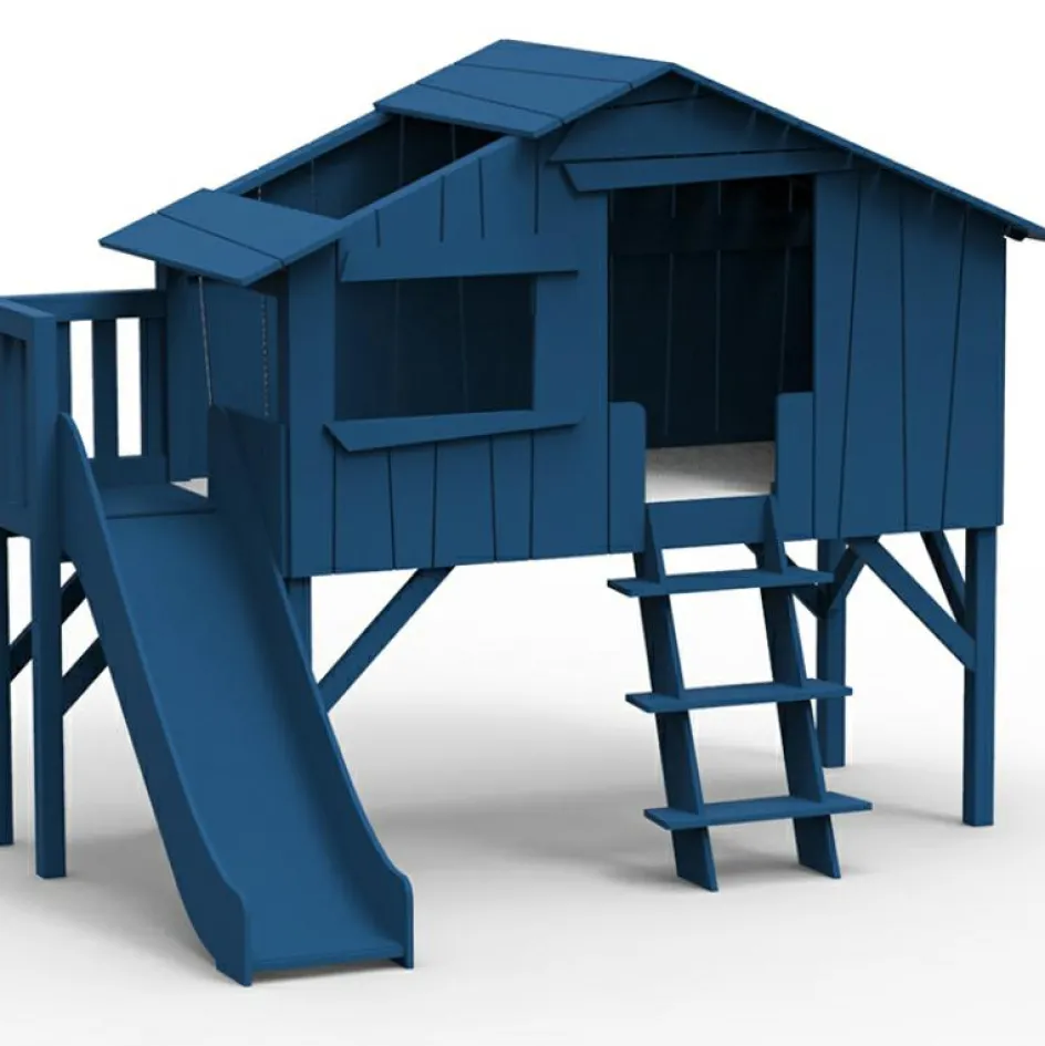 Clearance Mathy by bols Lit cabane avec toboggan finition laquée (coloris au choix)