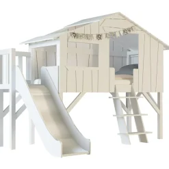 Clearance Mathy by bols Lit cabane avec toboggan finition laquée (coloris au choix)