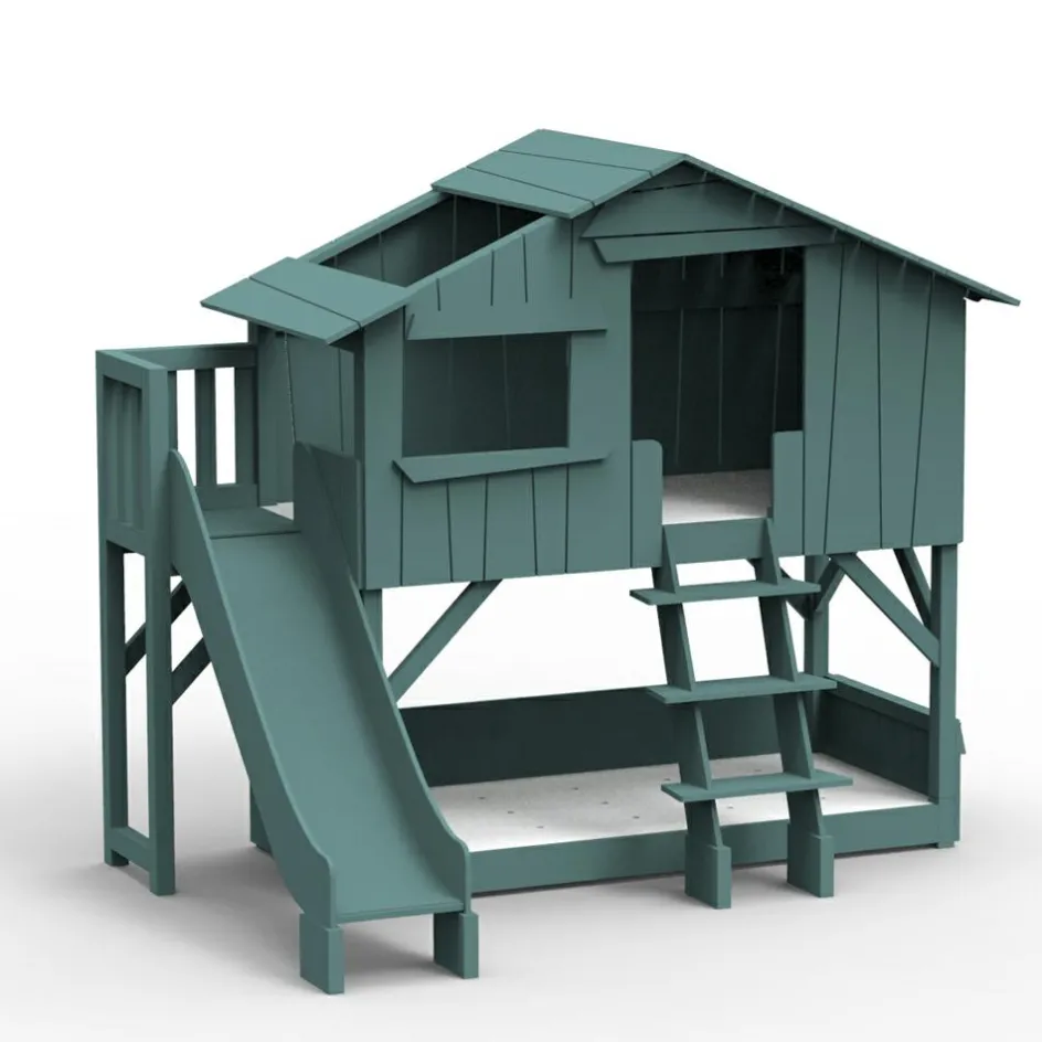 Lit cabane superposé avec toboggan finition laquée (coloris au choix)|Mathy by bols Clearance