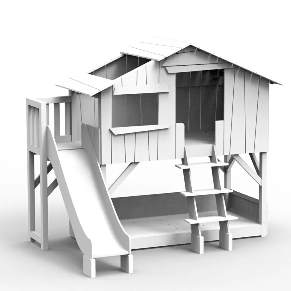 Lit cabane superposé avec toboggan finition laquée (coloris au choix)|Mathy by bols Clearance