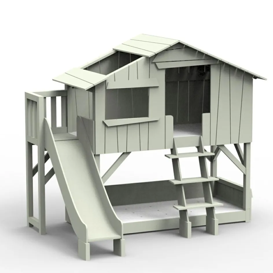 Lit cabane superposé avec toboggan finition laquée (coloris au choix)|Mathy by bols Clearance