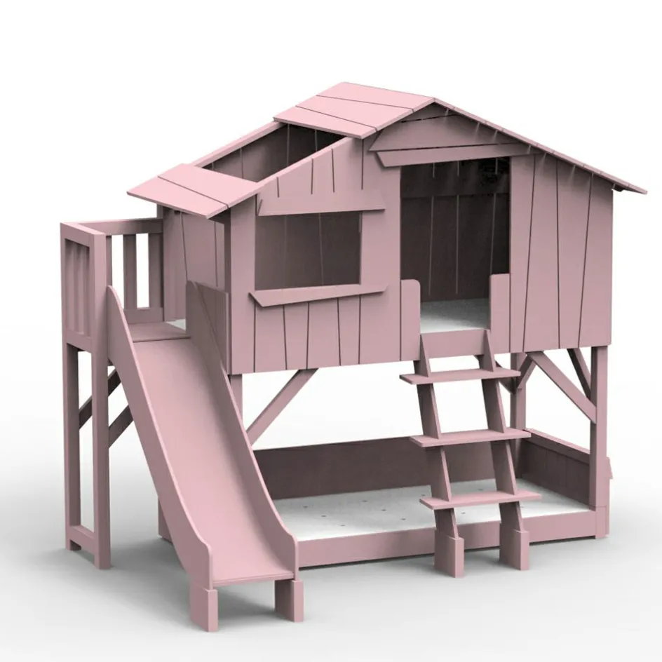 Lit cabane superposé avec toboggan finition laquée (coloris au choix)|Mathy by bols Clearance