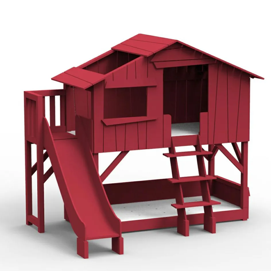 Lit cabane superposé avec toboggan finition laquée (coloris au choix)|Mathy by bols Clearance