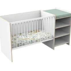 Lit combiné évolutif First Blanc et bois (60 x 120 cm)|Baby Price Hot