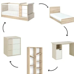 Clearance Galipette Lit compact évolutif Sacha chêne du bocage sans tiroir (70 x 140 cm)