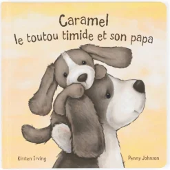 Discount Jellycat Livre Caramel le toutou timide et son papa