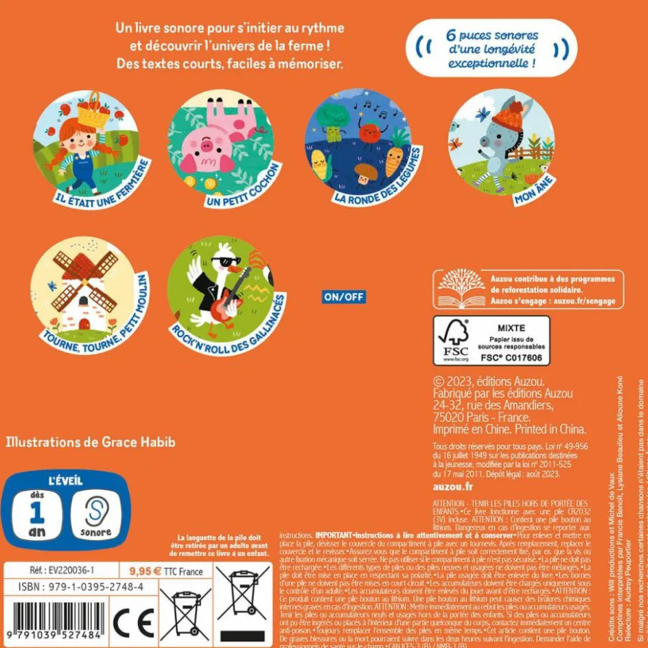 Best Auzou Editions Livre Mes comptines de la ferme Mes premiers sonores