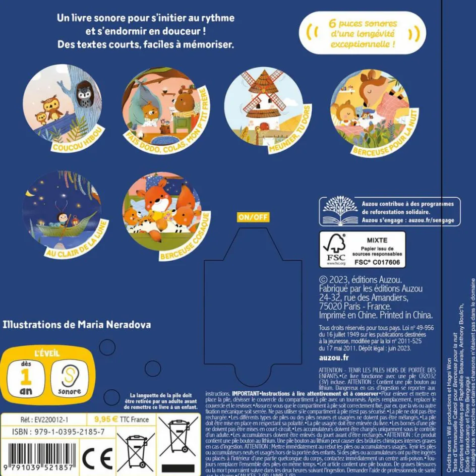 Hot Auzou Editions Livre Mes premières berceuses Mes premiers sonores