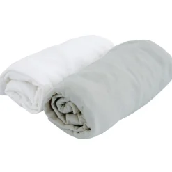 New Domiva Lot 2 draps housses jersey blanc et perle (70 x 140 cm)