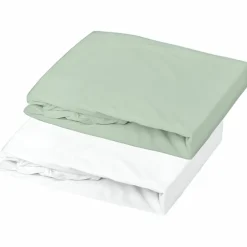 New Domiva Lot alèse blanc et drap housse vert de gris (60 x 120 cm)