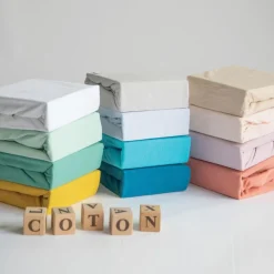 New Domiva Lot alèse blanc et drap housse vert de gris (60 x 120 cm)