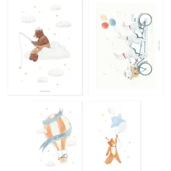Lot de 4 affiches Hot-air balloons|Lilipinso Outlet