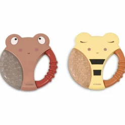 Lot de 2 anneaux de dentition animaux jaune et caramel|Filibabba Sale