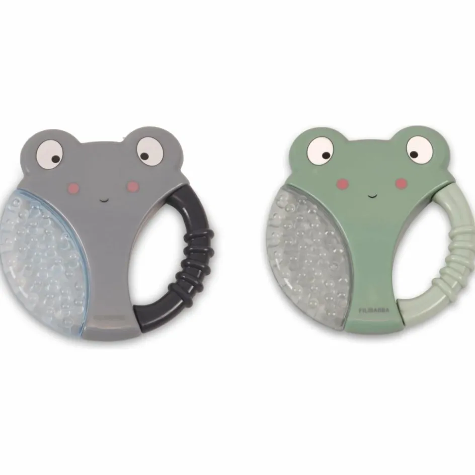 Lot de 2 anneaux de dentition animaux gris et vert|Filibabba New
