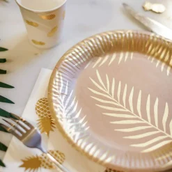 Clearance Arty Fêtes Factory Lot de 8 assiettes en carton kraft Tropi Chic palmier